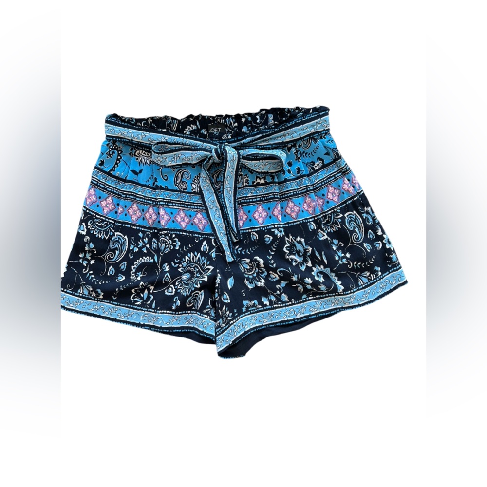π EUC LOFT Boho Paisley Floral Tie Shorts | Blue Black Pink | Womenβs Small - Picture 1 of 5